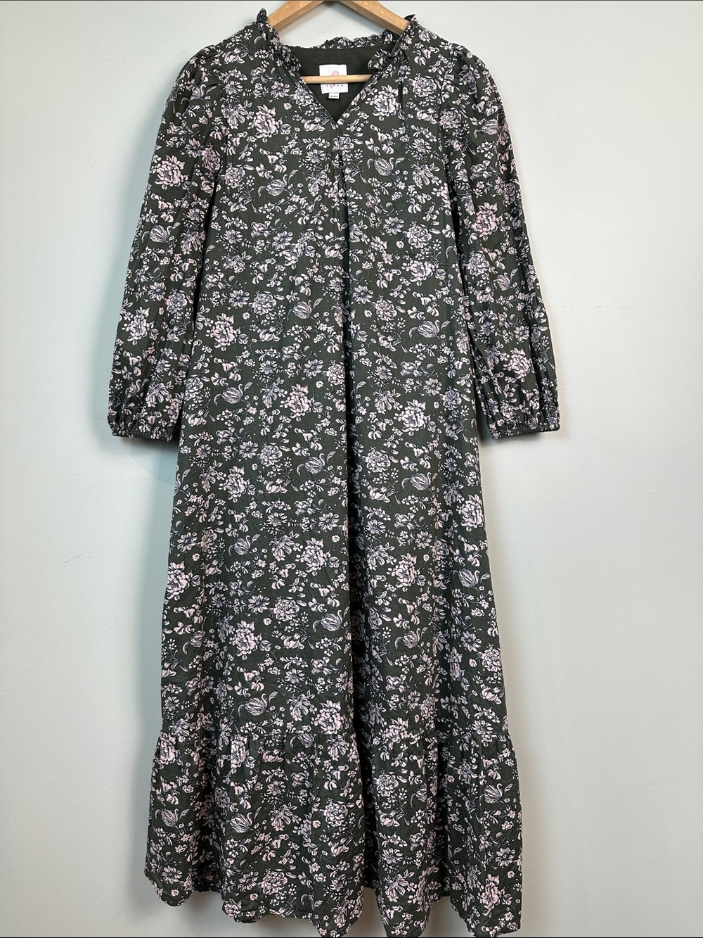 29. The nines by hatch floral, long sleeve maxi dress maternity dress